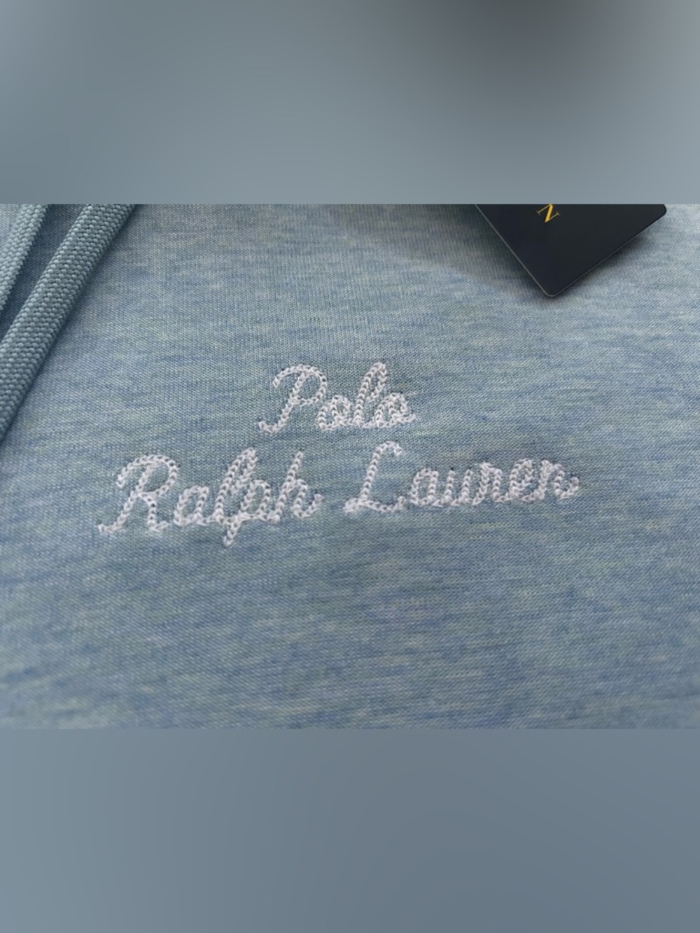 Polo Ralph Lauren NWT Double Knit Script Logo Hoodie Blue Heather Small - Picture 10 of 12